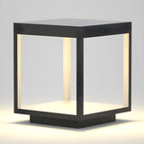 Creative Square Metal Frame Outdoor Post Lamp Black Image - 2