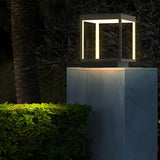 Creative Square Metal Frame Outdoor Post Lamp Black Image - 3