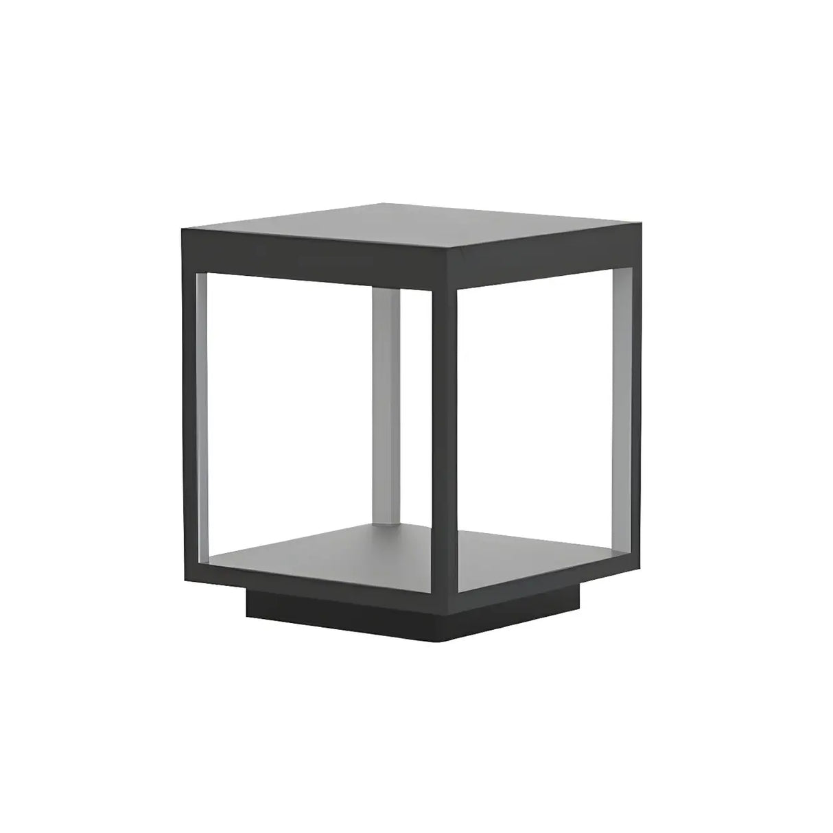 Creative Square Metal Frame Outdoor Post Lamp Black Image - 6