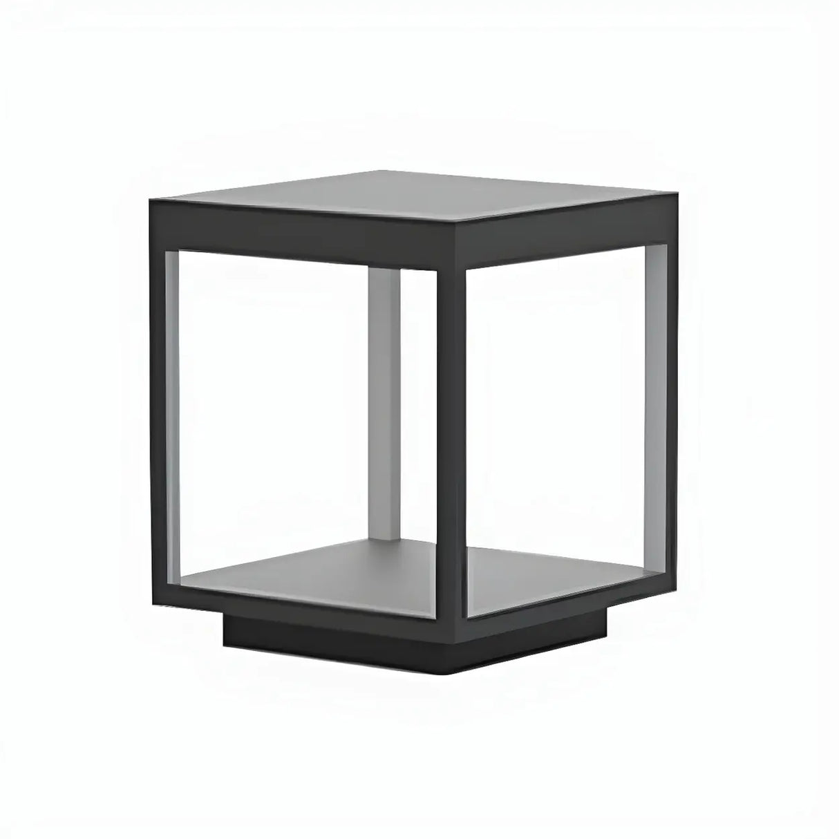 Creative Square Metal Frame Outdoor Post Lamp Black Image - 7