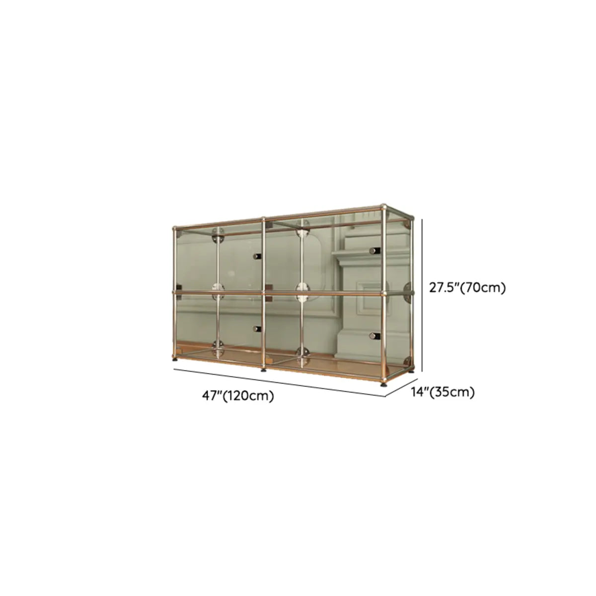 Creative Stainless Steel White Glass Display Cabinet Image - 38