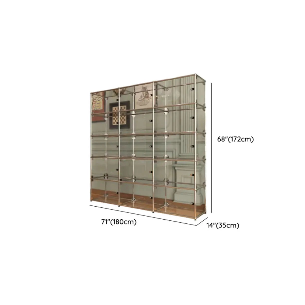 Creative Stainless Steel White Glass Display Cabinet Image - 46