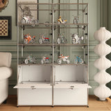 Creative Stainless Steel White Glass Display Cabinet Image - 5