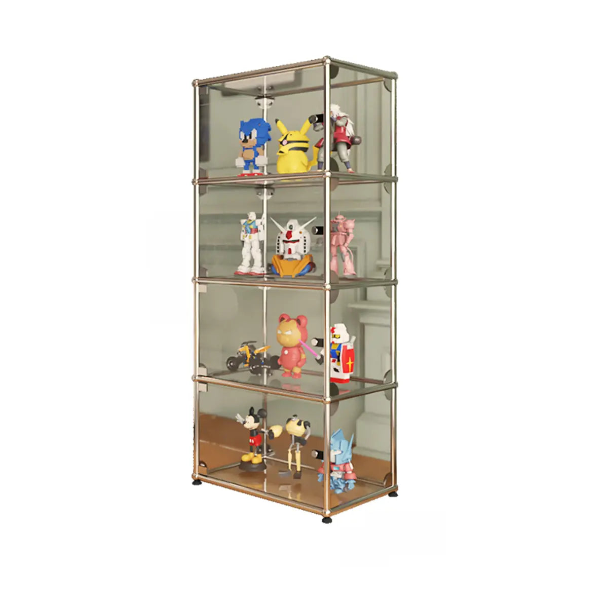 Creative Stainless Steel White Glass Display Cabinet Image - 7