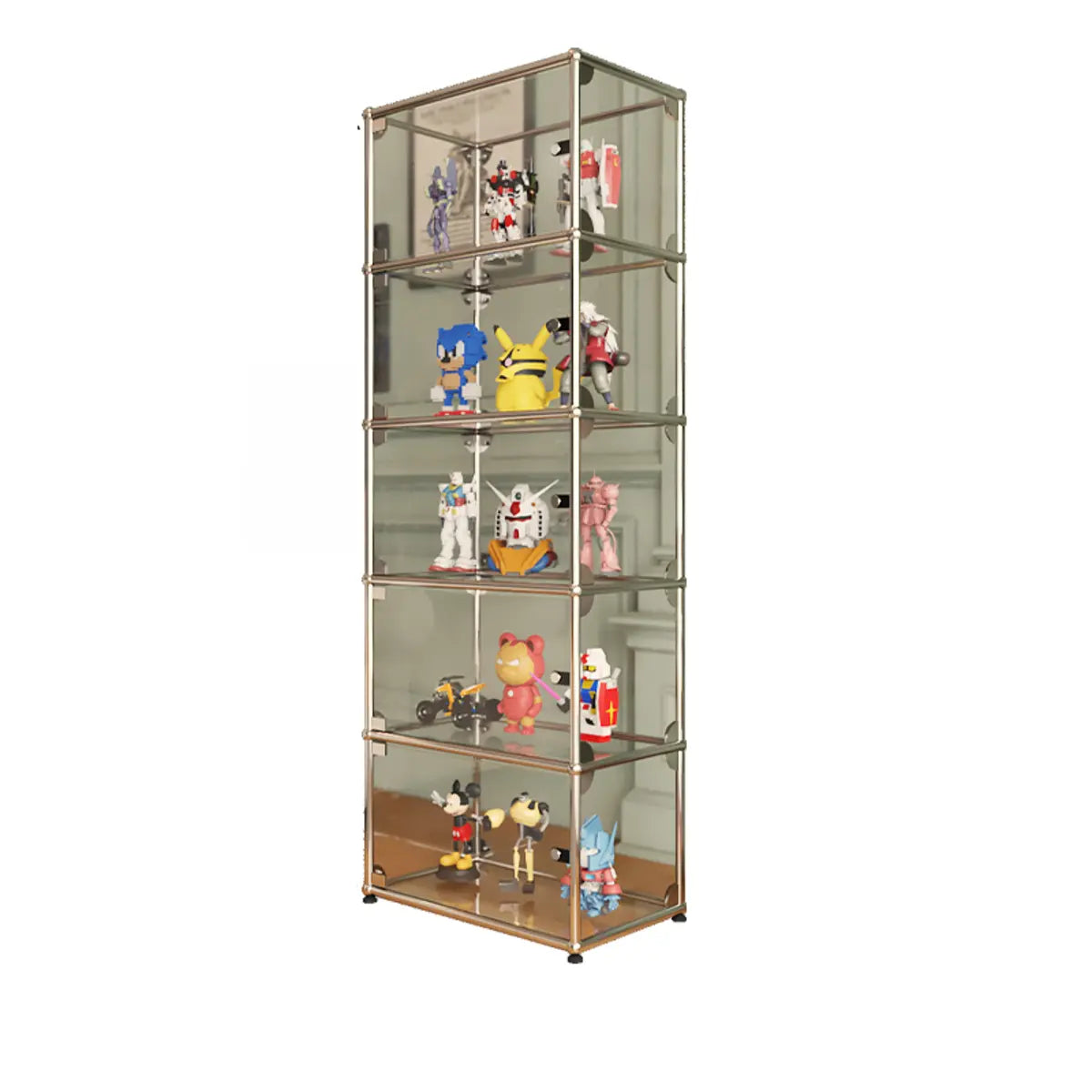 Creative Stainless Steel White Glass Display Cabinet Image - 9