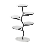 Creative Stone Tree Round Tray Floor Plant Stand White Image - 2