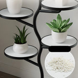 Creative Stone Tree Round Tray Floor Plant Stand White Image - 8