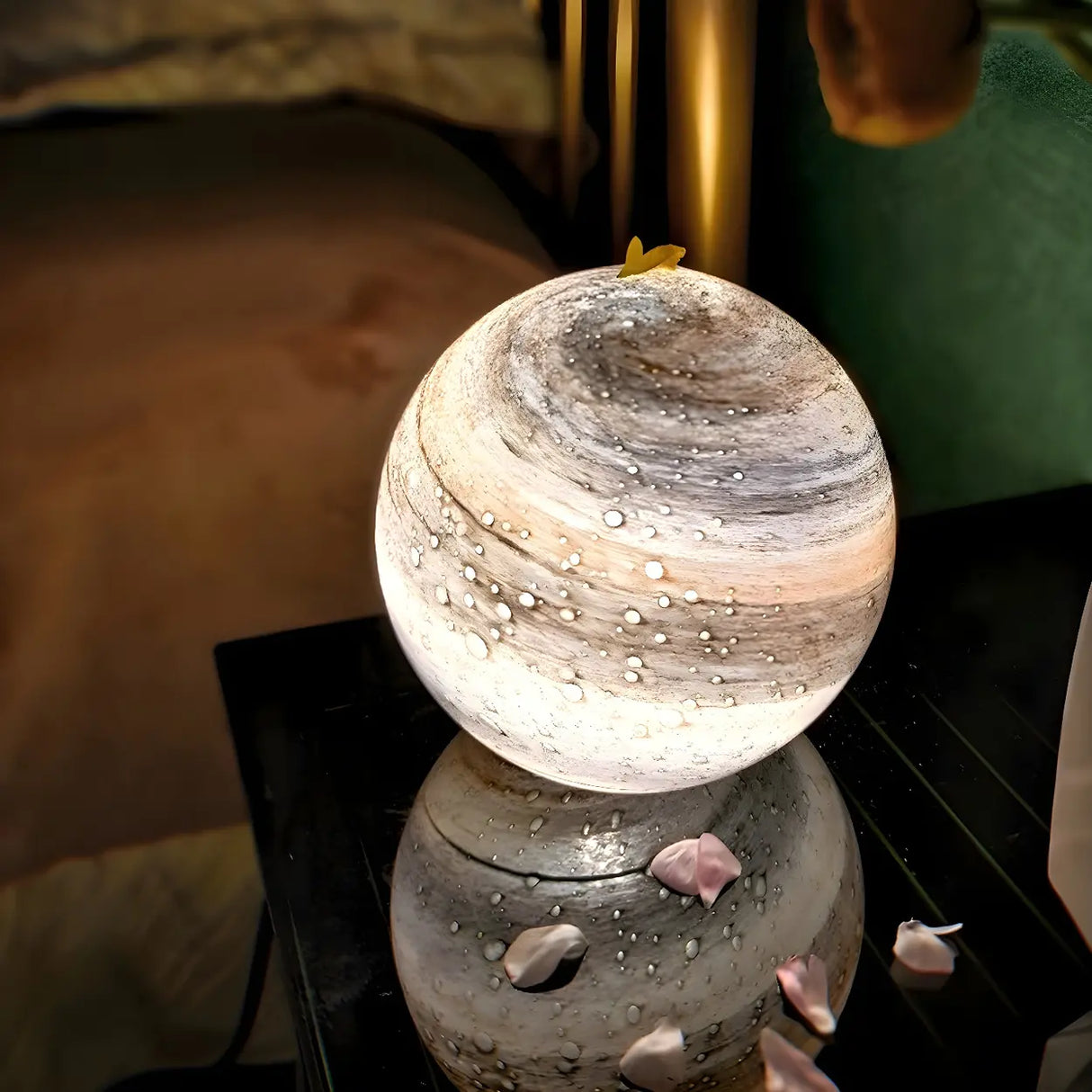 Creative Stylish Moon Glass Bedroom Decor Table Lamp Image - 1