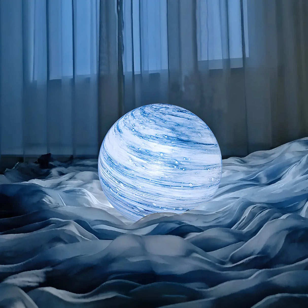 Creative Stylish Moon Glass Bedroom Decor Table Lamp Image - 4