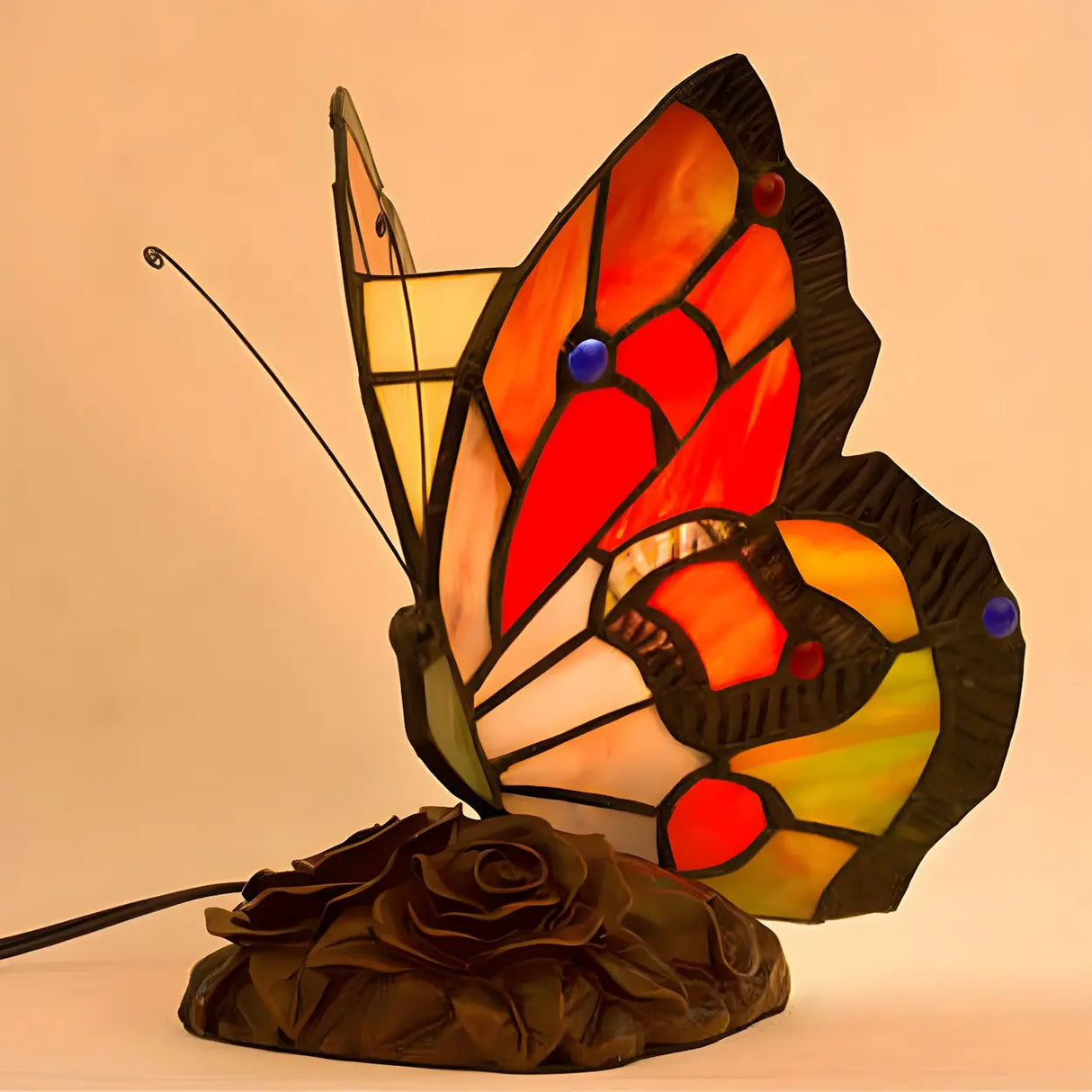 Creative Tiffany Butterfly Art Stained Glass Table Lamp Image - 7