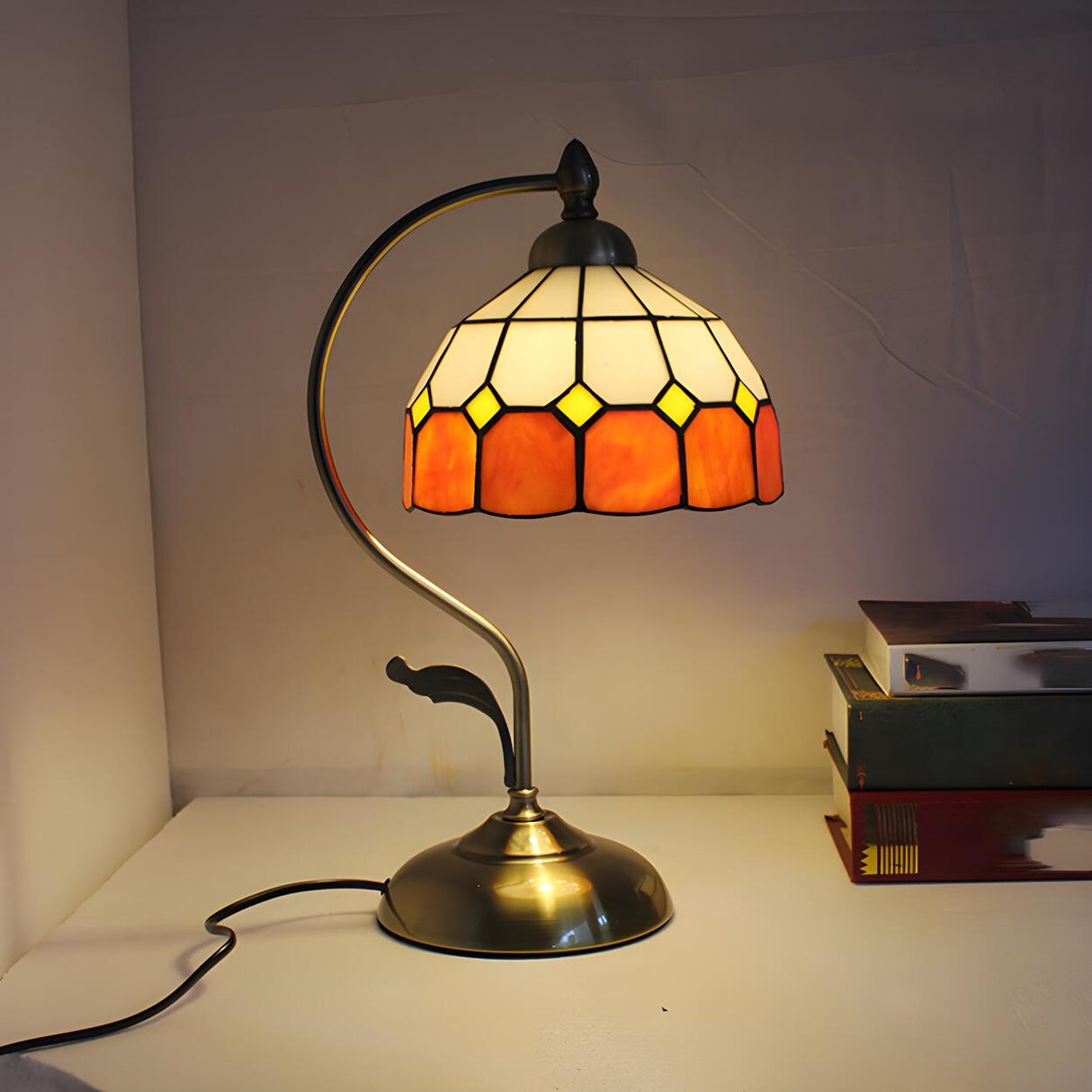 Creative Tiffany Cherry Ball Curved Arm Table Lamp Image - 32