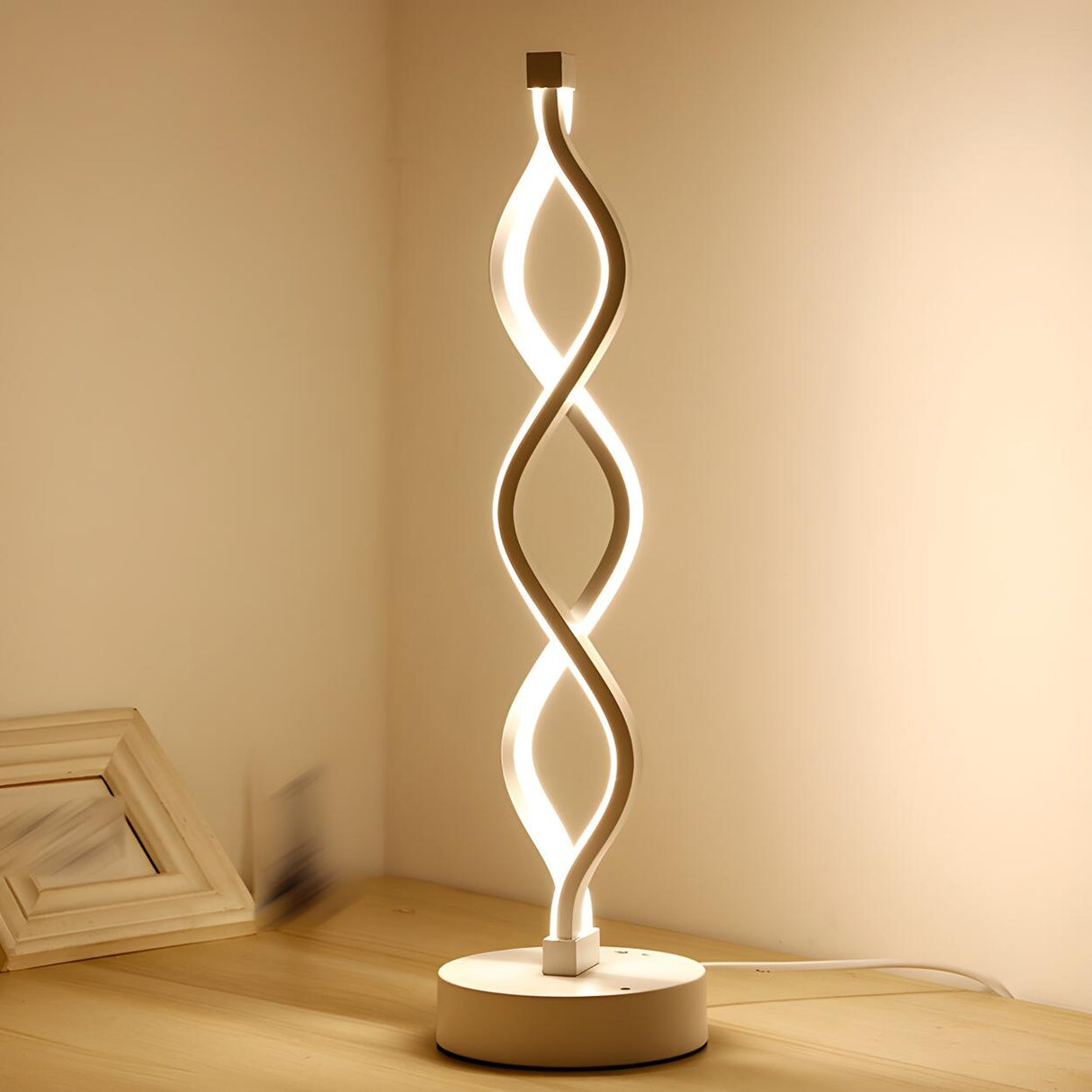 Creative Twisted Linear LED Modern Bedroom Table Lamp Image - 2