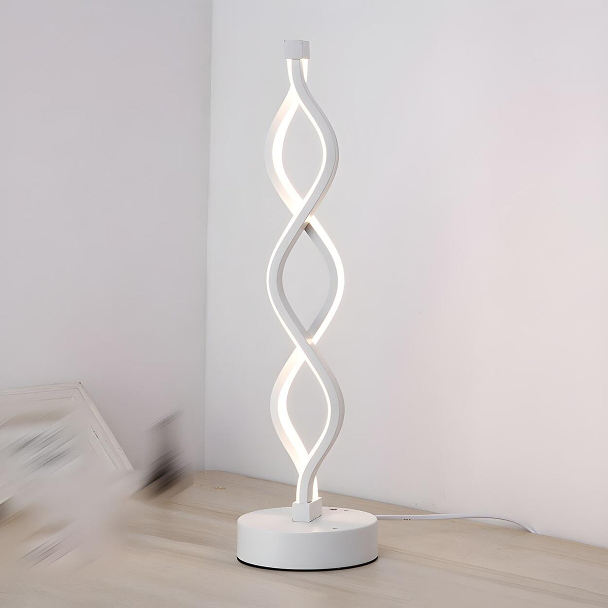 Creative Twisted Linear LED Modern Bedroom Table Lamp Image - 3