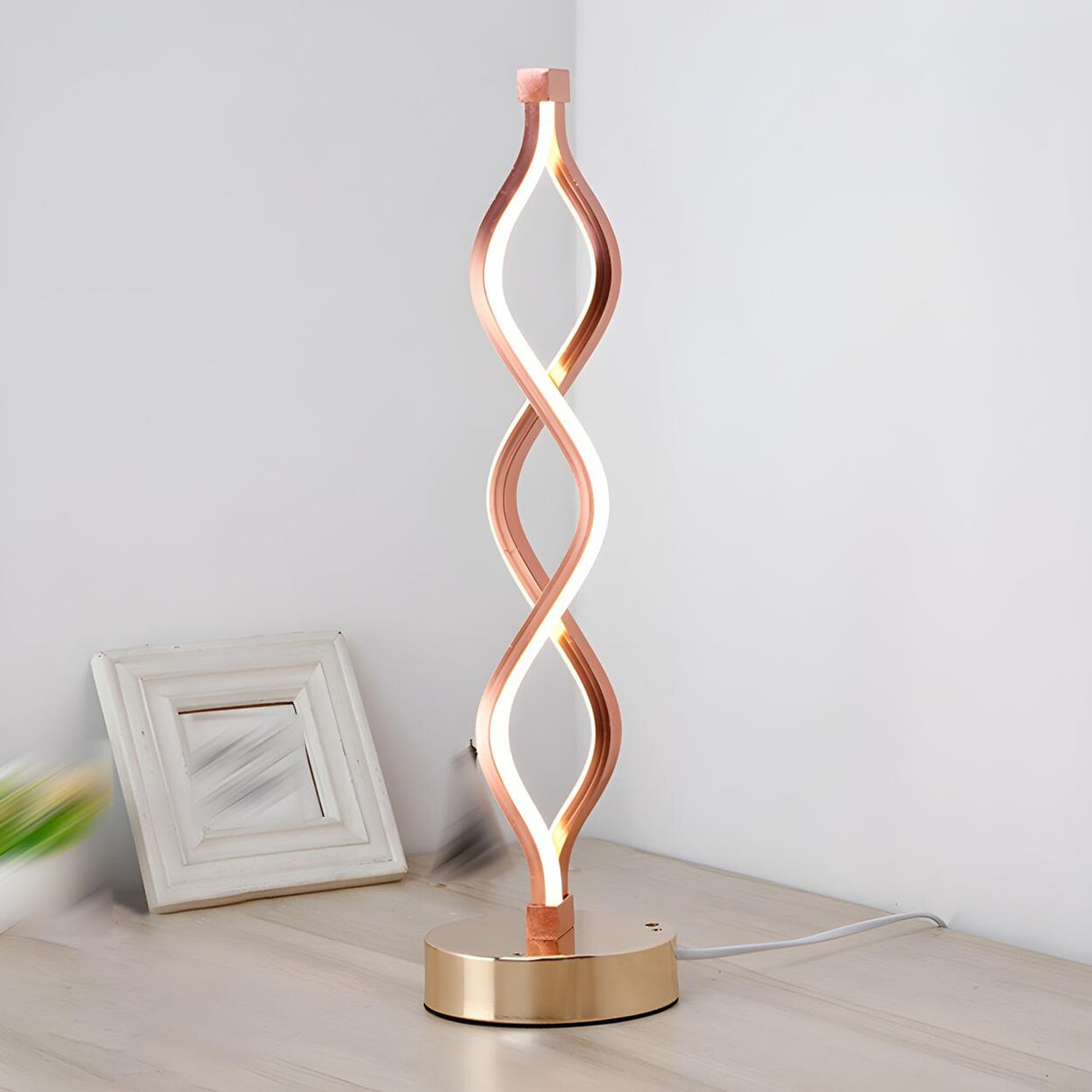 Creative Twisted Linear LED Modern Bedroom Table Lamp Image - 4