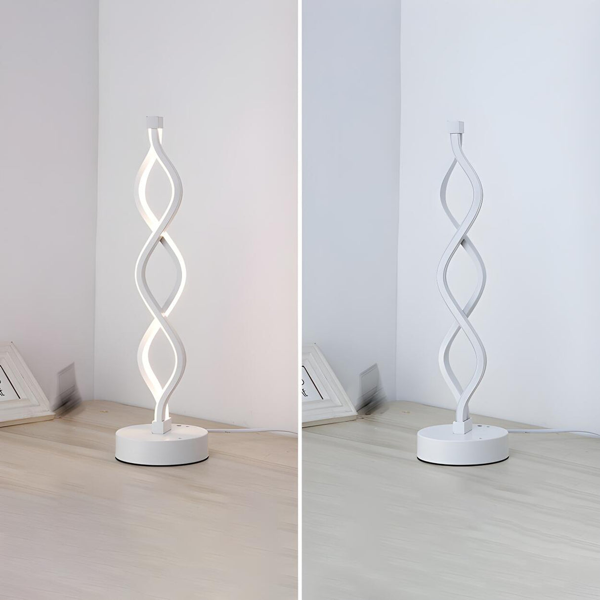 Creative Twisted Linear LED Modern Bedroom Table Lamp Image - 9