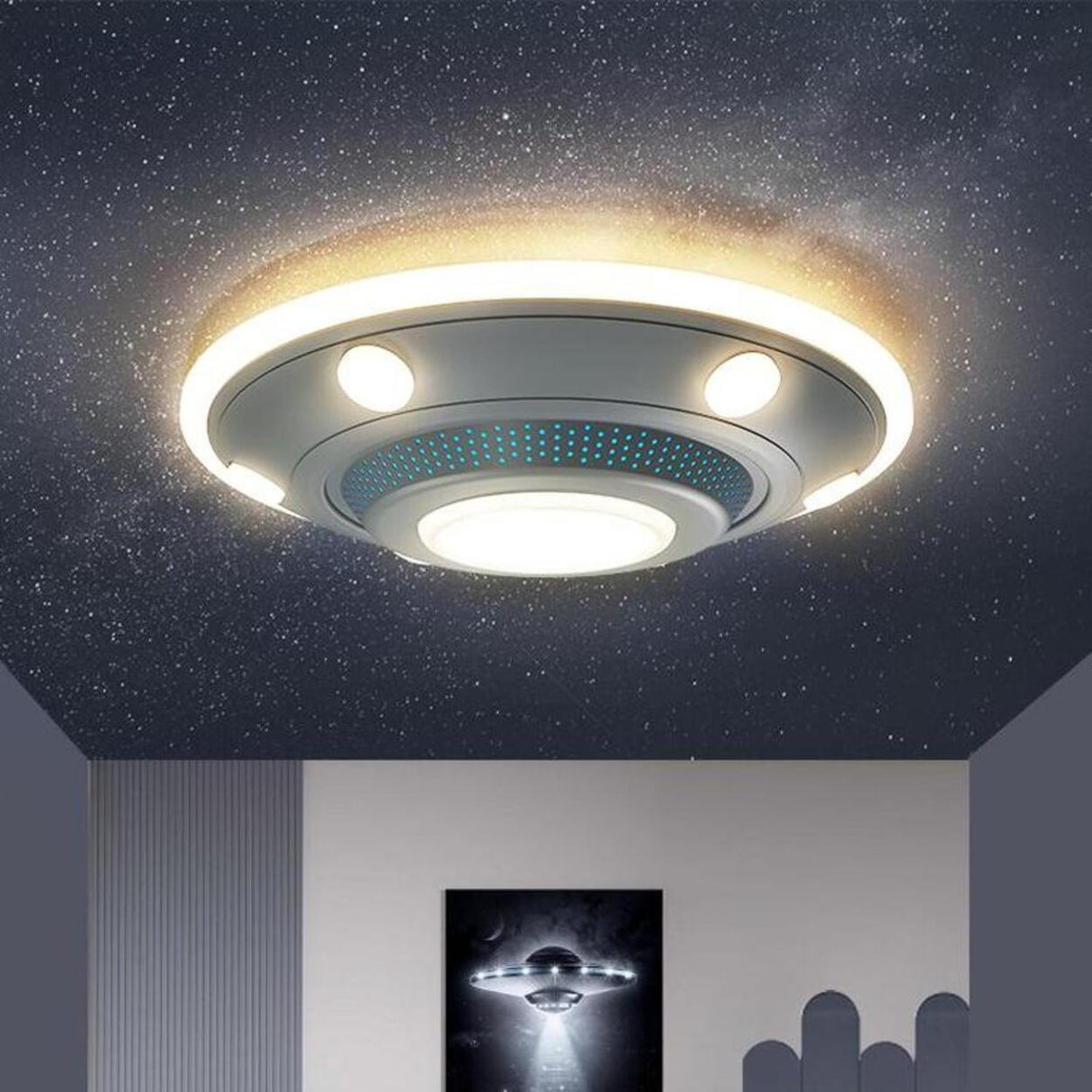 Creative UFO-Shaped Dimmable LED Flush Mount Light Image - 1