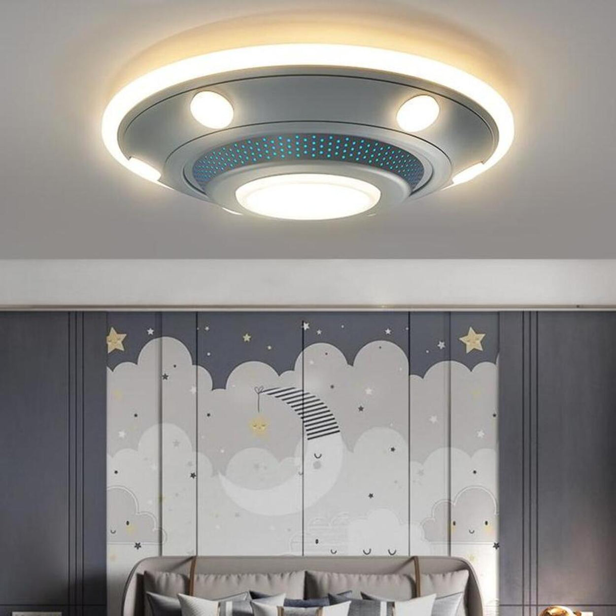 Creative UFO-Shaped Dimmable LED Flush Mount Light Image - 2