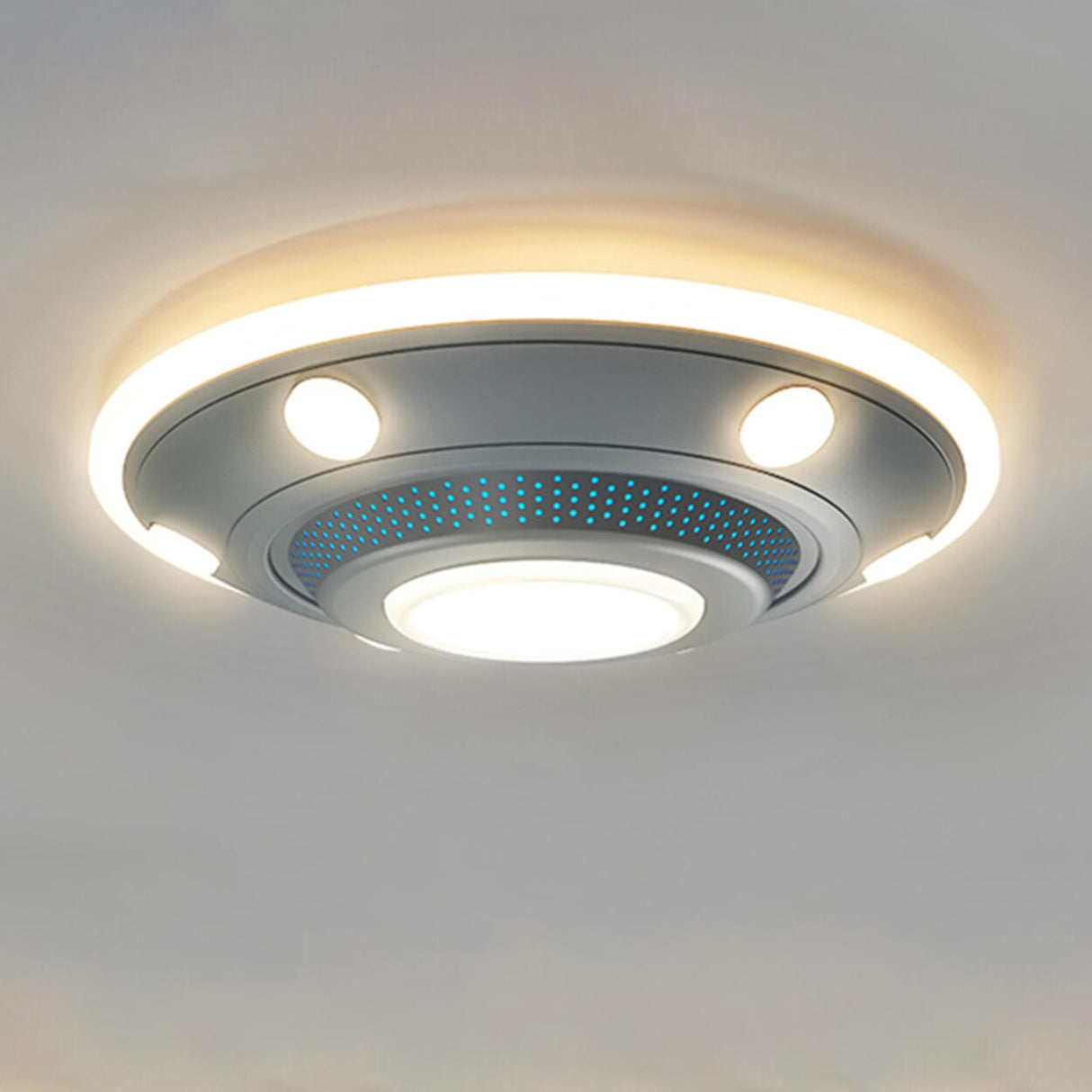 Creative UFO-Shaped Dimmable LED Flush Mount Light Image - 5