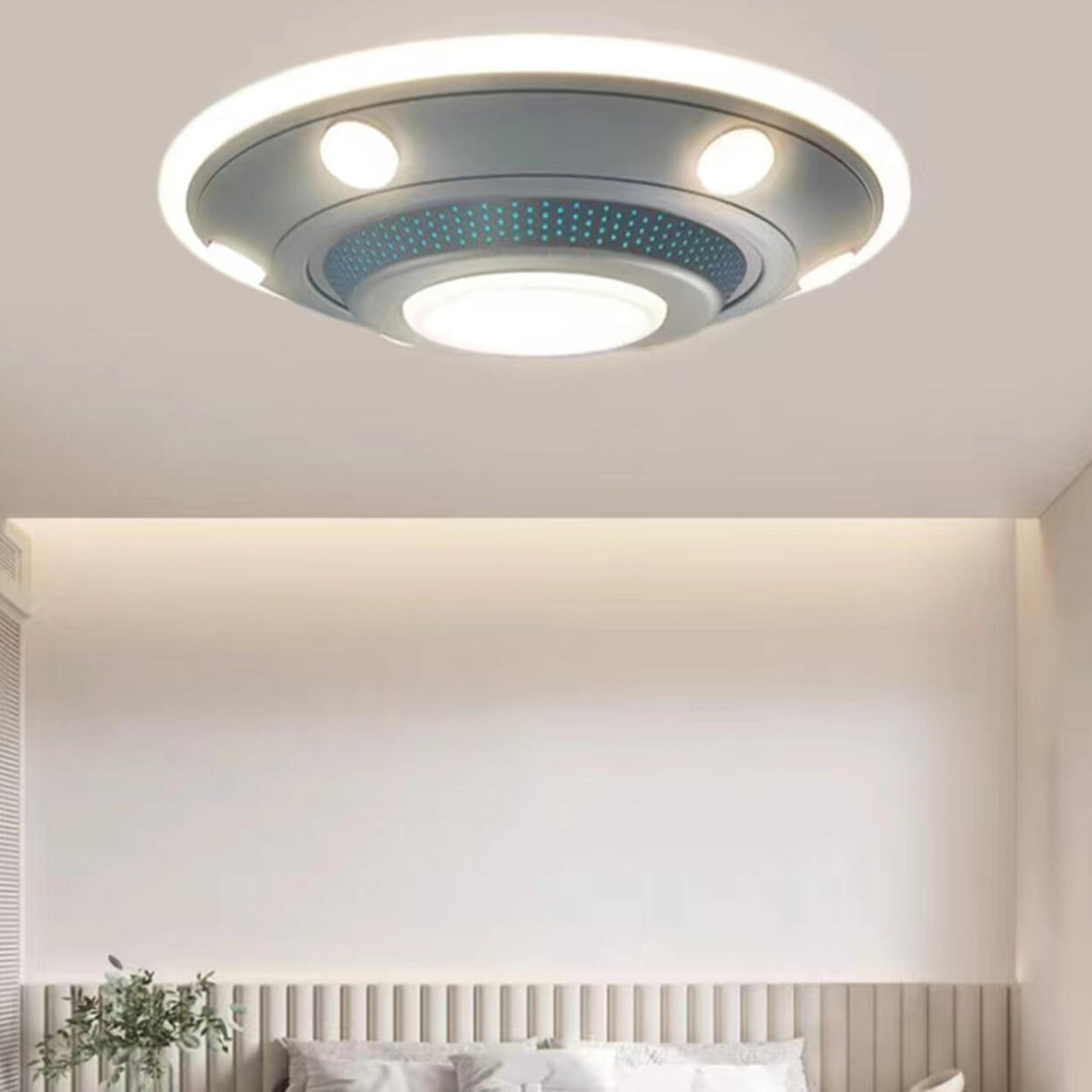 Creative UFO-Shaped Dimmable LED Flush Mount Light Image - 9