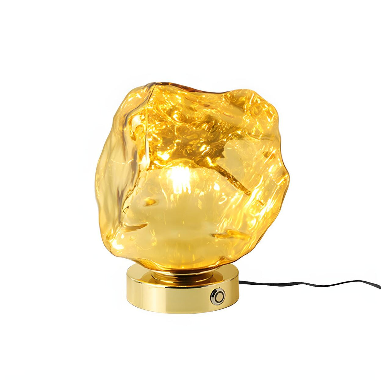 Creative Unique Rock Glass Shade Metal Base Table Lamp Image - 4