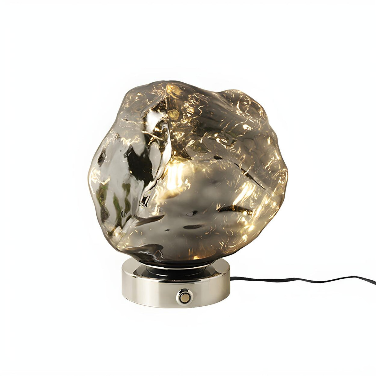 Creative Unique Rock Glass Shade Metal Base Table Lamp Image - 6