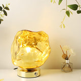 Creative Unique Rock Glass Shade Metal Base Table Lamp Image - 7