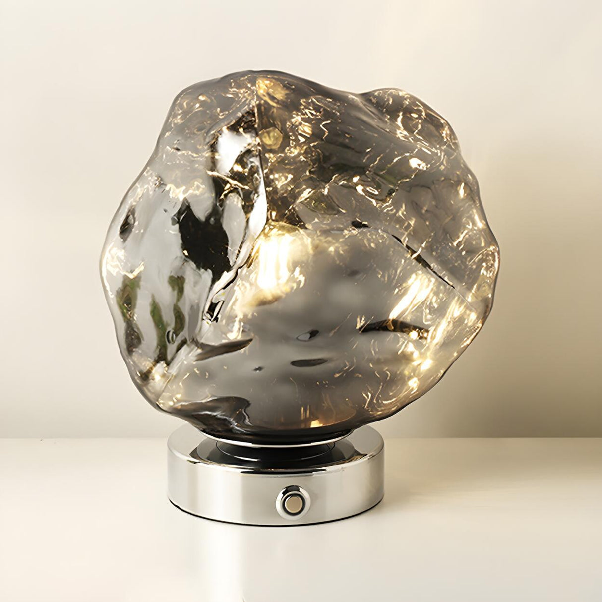 Creative Unique Rock Glass Shade Metal Base Table Lamp Image - 9