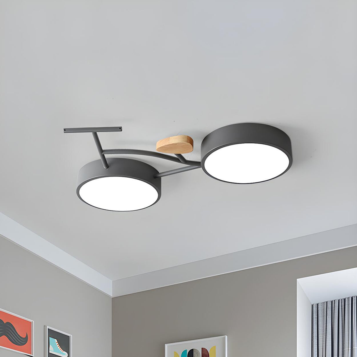 Creative White Bicycle LED Flush Mount Ceiling Light Image - 7