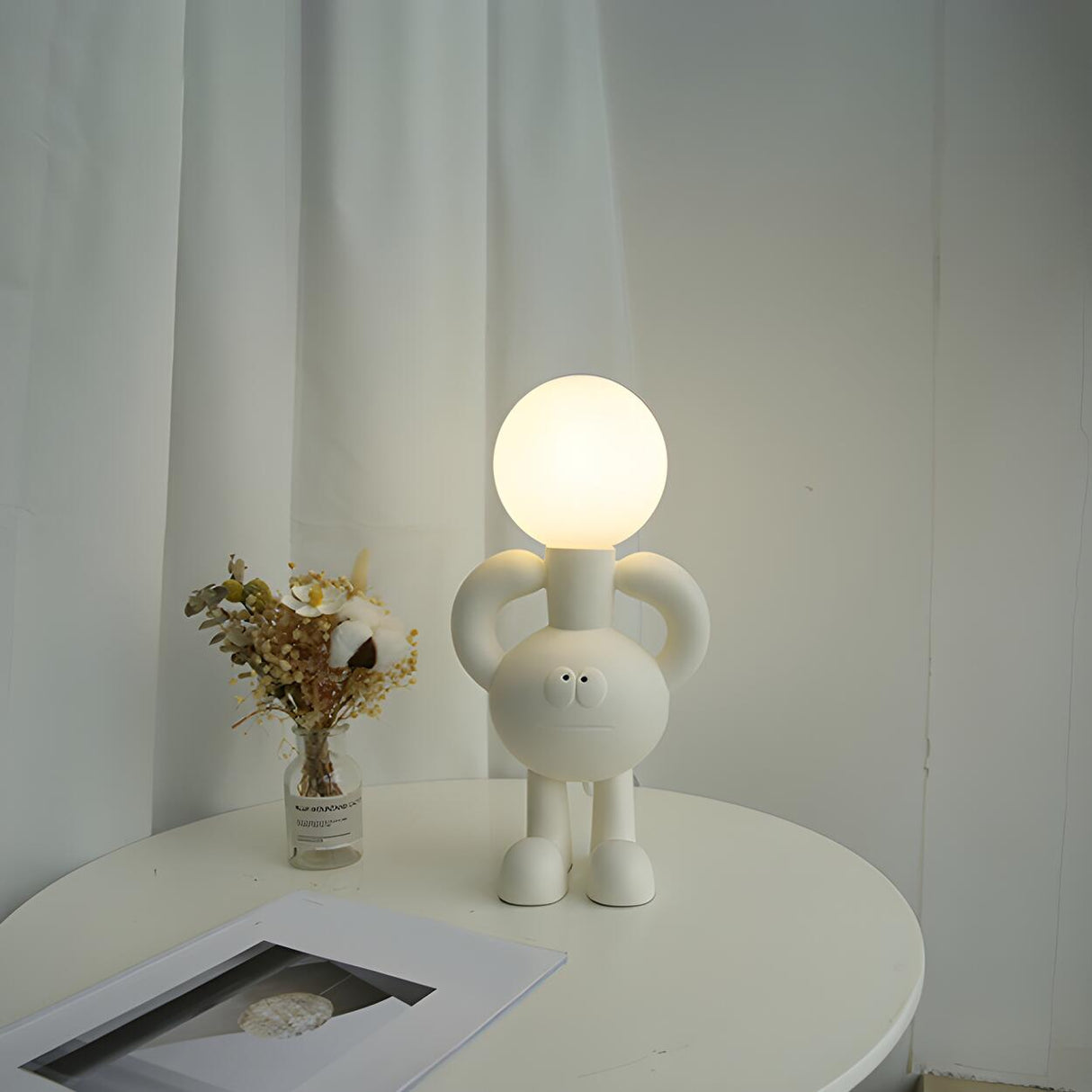 Creative White Bigfoot Moon Modern Resin Table Lamp Image - 10