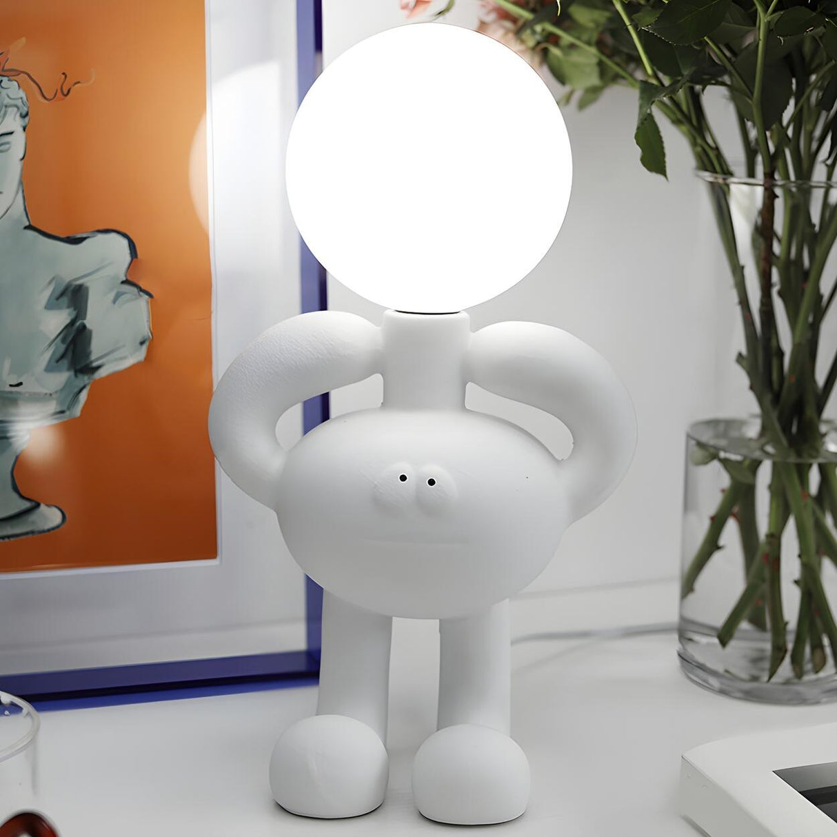 Creative White Bigfoot Moon Modern Resin Table Lamp Image - 3