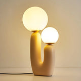 Creative White Cactus Double Ball Glass Table Lamp Image - 2