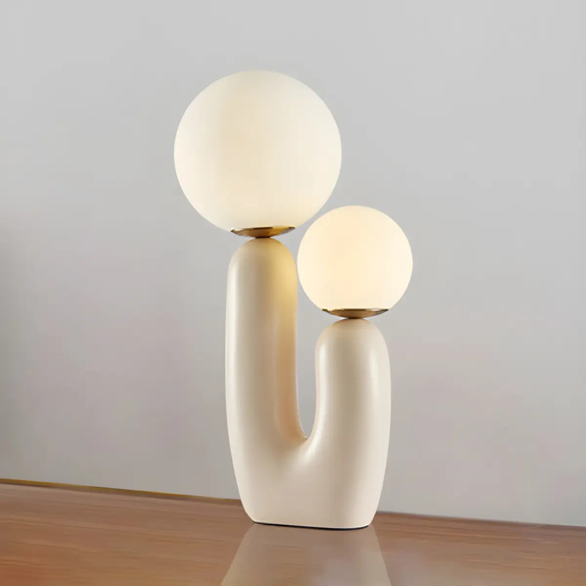 Creative White Cactus Double Ball Glass Table Lamp Image - 9