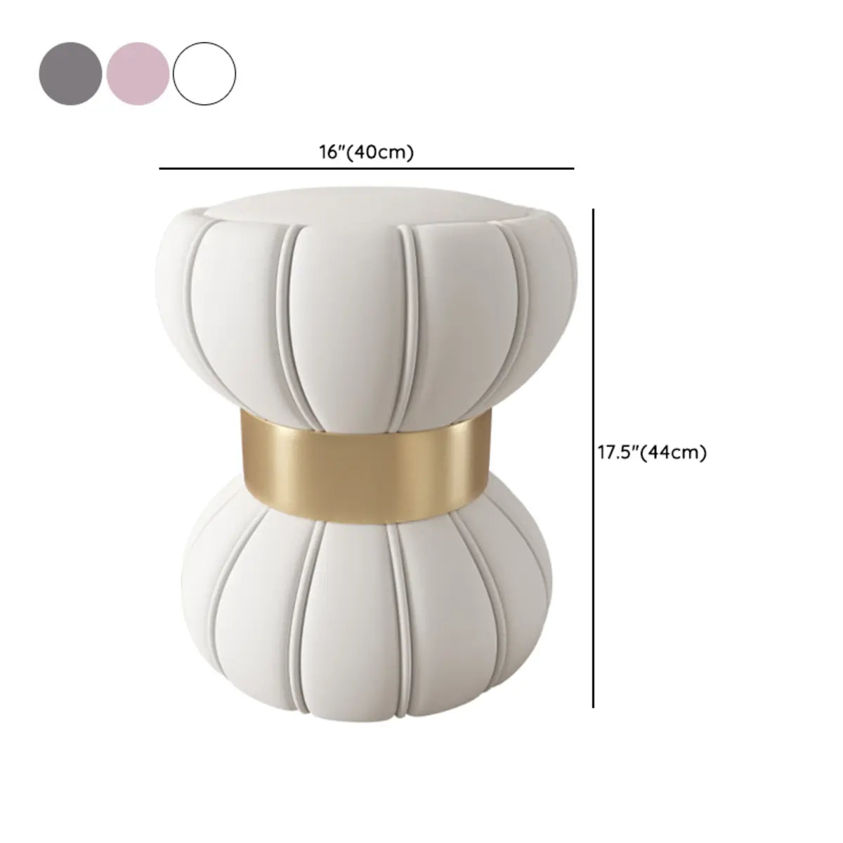 Creative White Drum Velvet Upholstered Vanity Accent Stool 