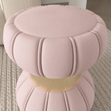 Creative White Drum Velvet Upholstered Vanity Accent Stool Image - 9