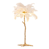 Creative White Feather Gold Branch Stand Floor Lamp Image - 10