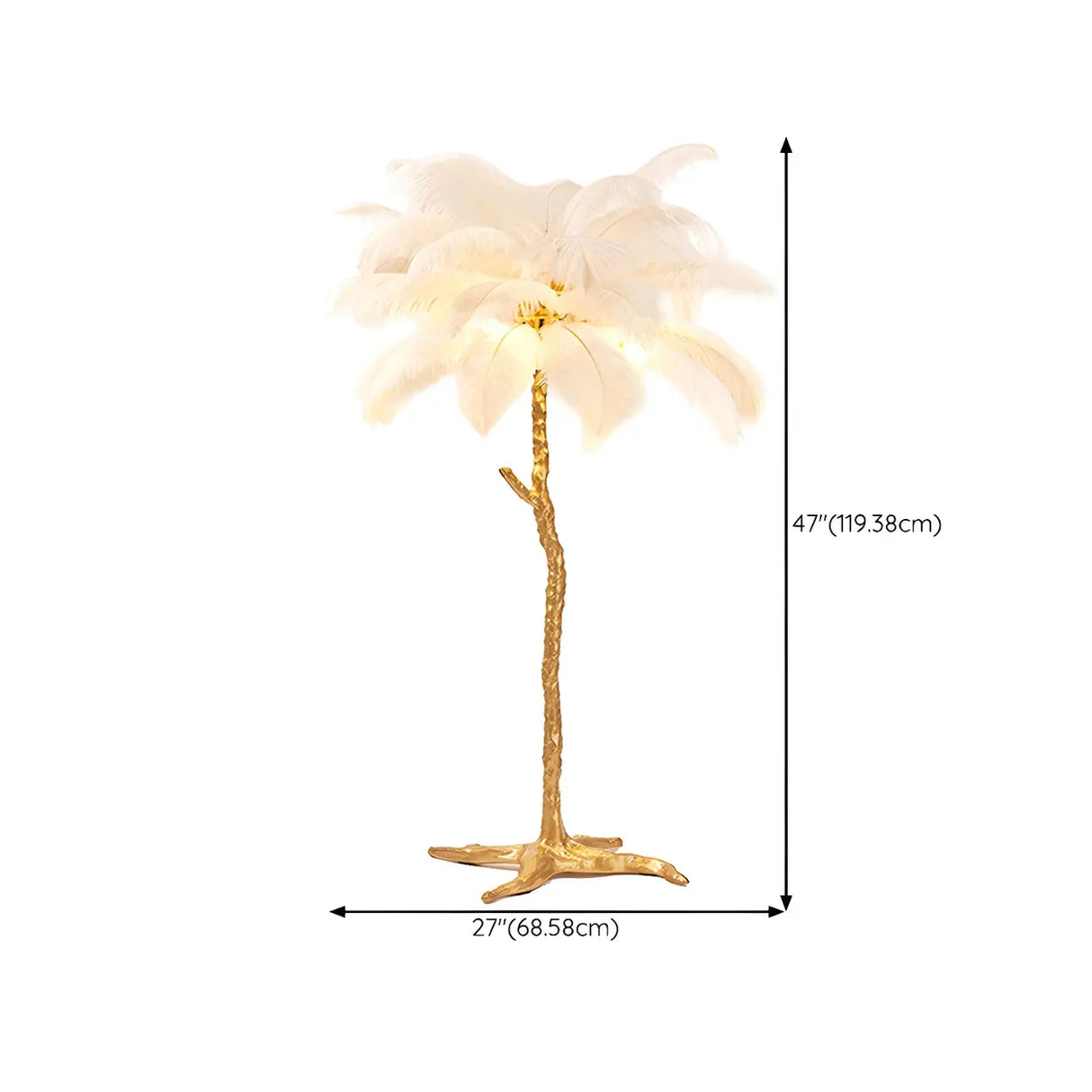 Creative White Feather Gold Branch Stand Floor Lamp 