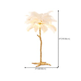 Creative White Feather Gold Branch Stand Floor Lamp #size