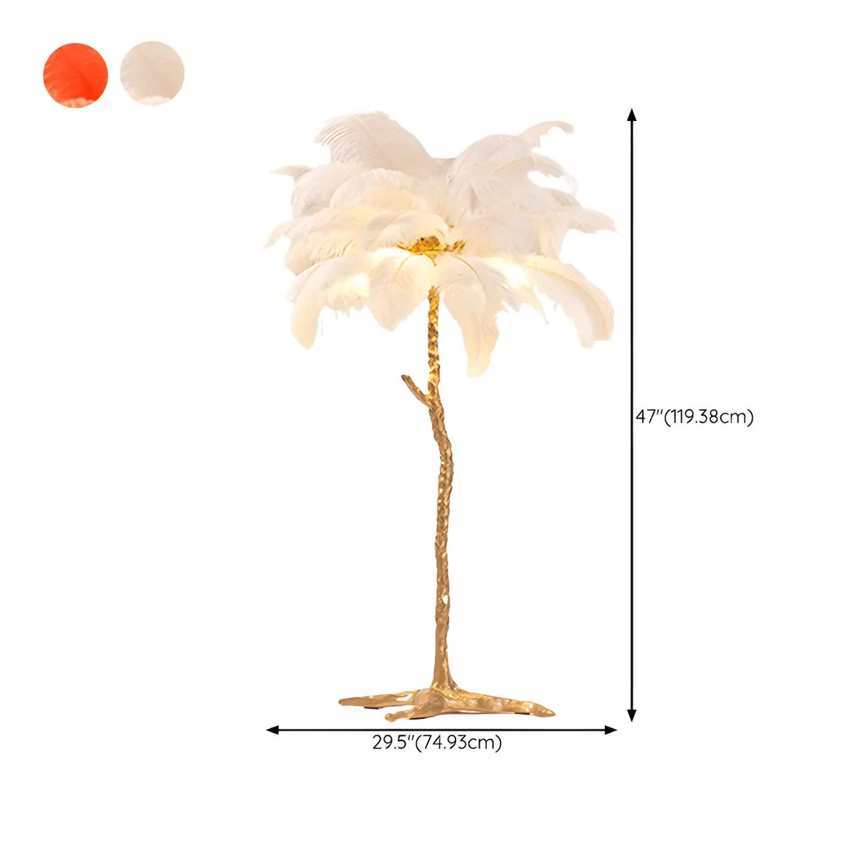 Creative White Feather Gold Branch Stand Floor Lamp Image - 15