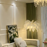 Creative White Feather Gold Branch Stand Floor Lamp Image - 4