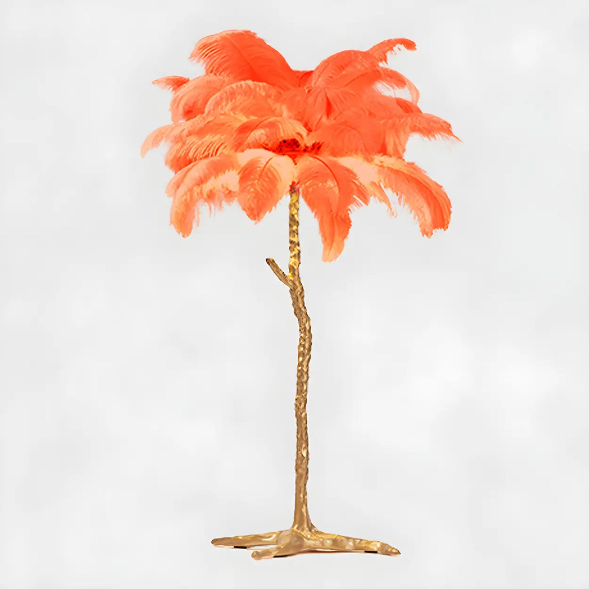 Creative White Feather Gold Branch Stand Floor Lamp Image - 5