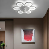 Creative White Flower Modern Ceiling Fan with LED Light Image - 1