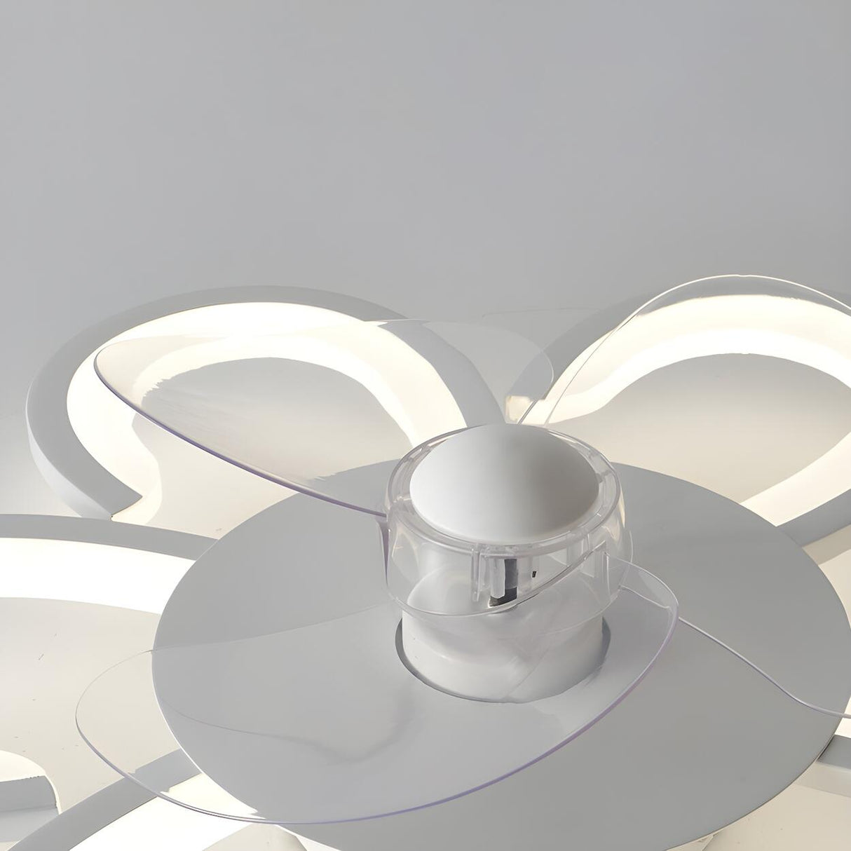 Creative White Flower Modern Ceiling Fan with LED Light Image - 10