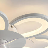 Creative White Flower Modern Ceiling Fan with LED Light Image - 4