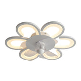 Creative White Flower Modern Ceiling Fan with LED Light Image - 5