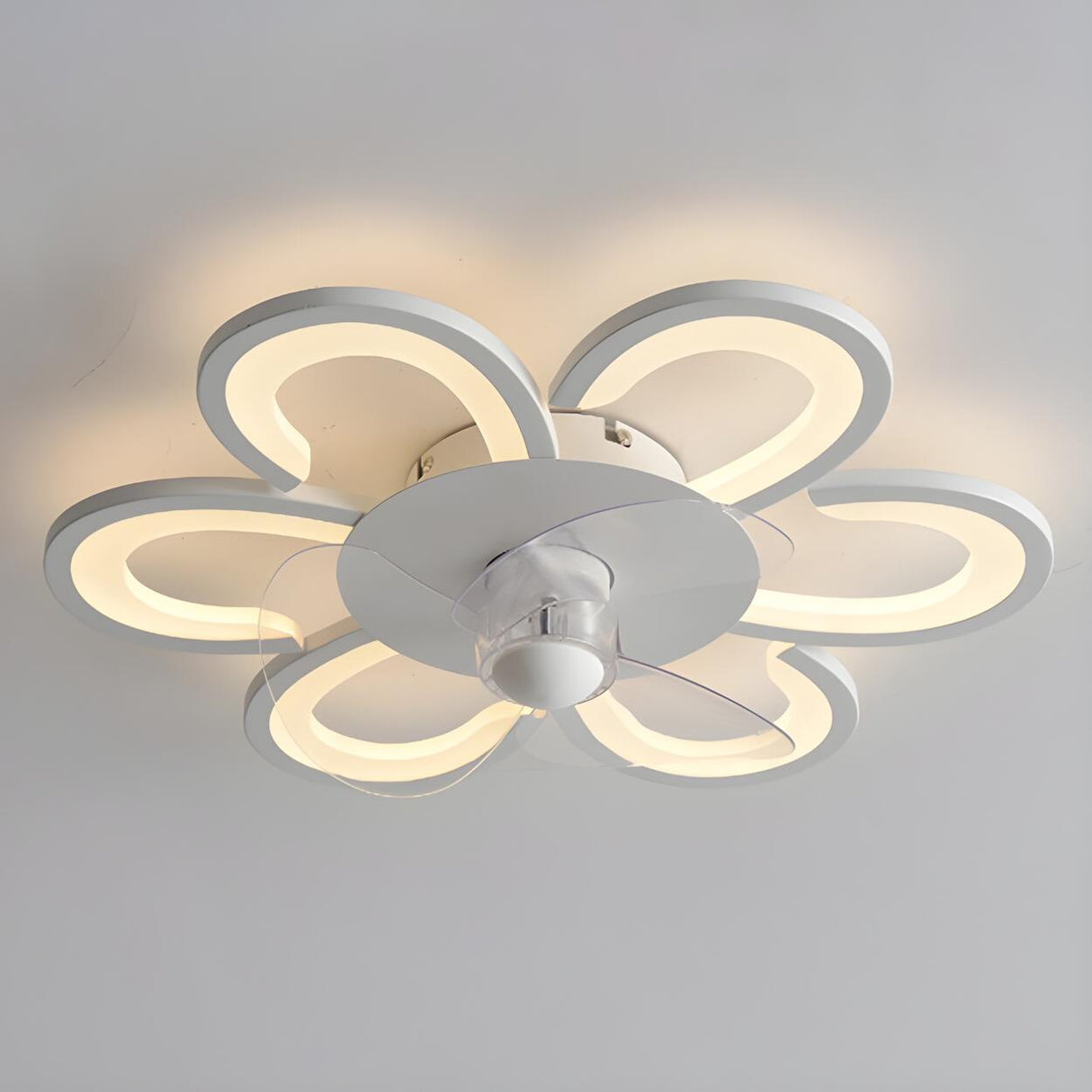 Creative White Flower Modern Ceiling Fan with LED Light Image - 6