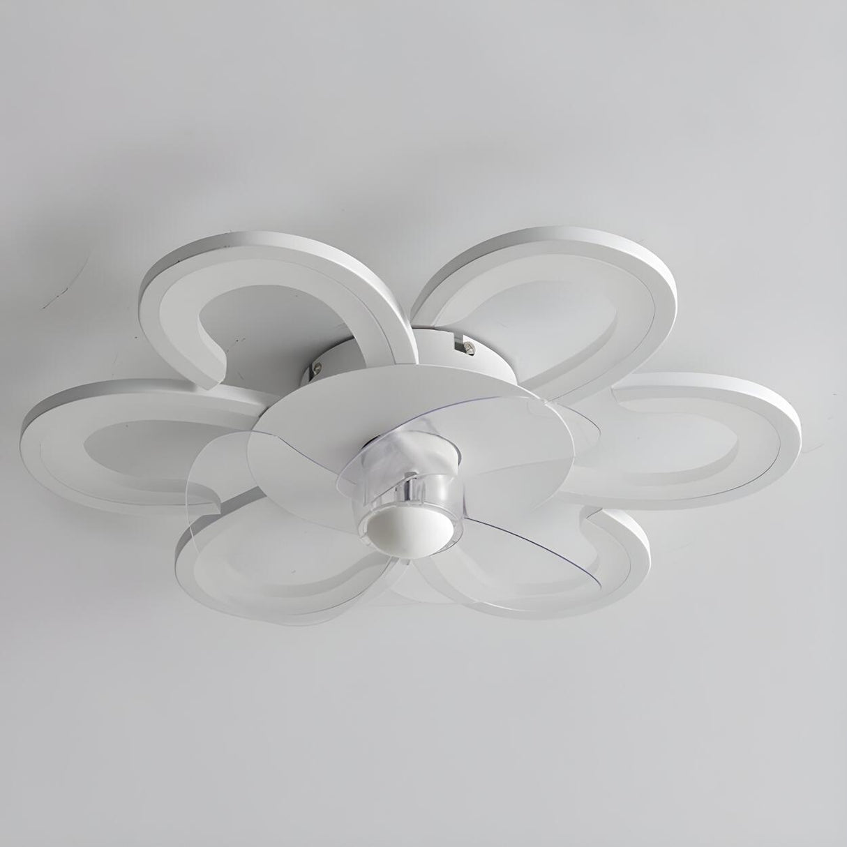 Creative White Flower Modern Ceiling Fan with LED Light Image - 7