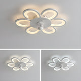 Creative White Flower Modern Ceiling Fan with LED Light Image - 8