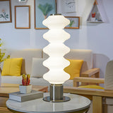 Creative White Glass Gourd Metal Base LED Table Lamp Image - 3