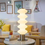 Creative White Glass Gourd Metal Base LED Table Lamp Image - 4