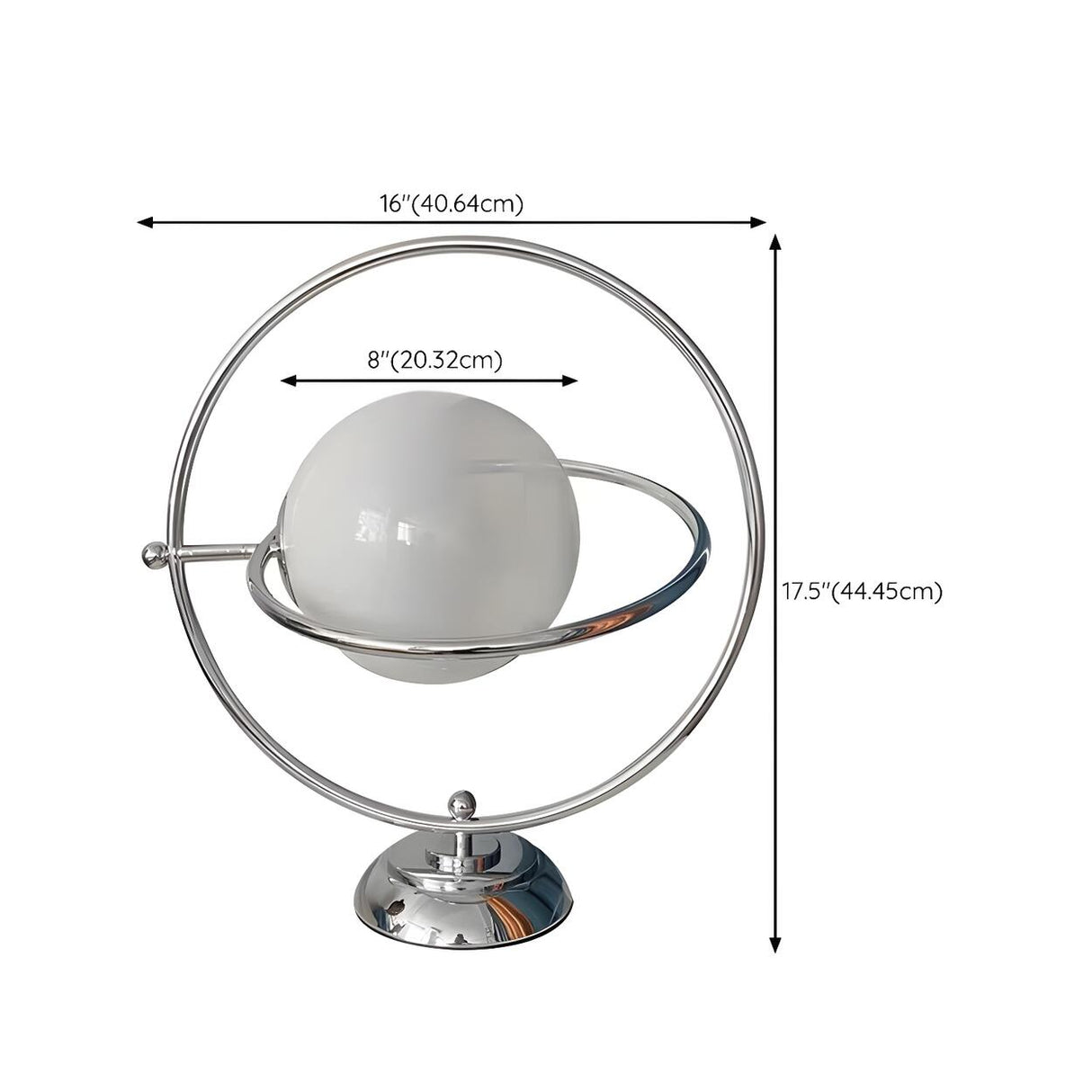 Creative White Globe Glass Shade Chrome Table Lamp 